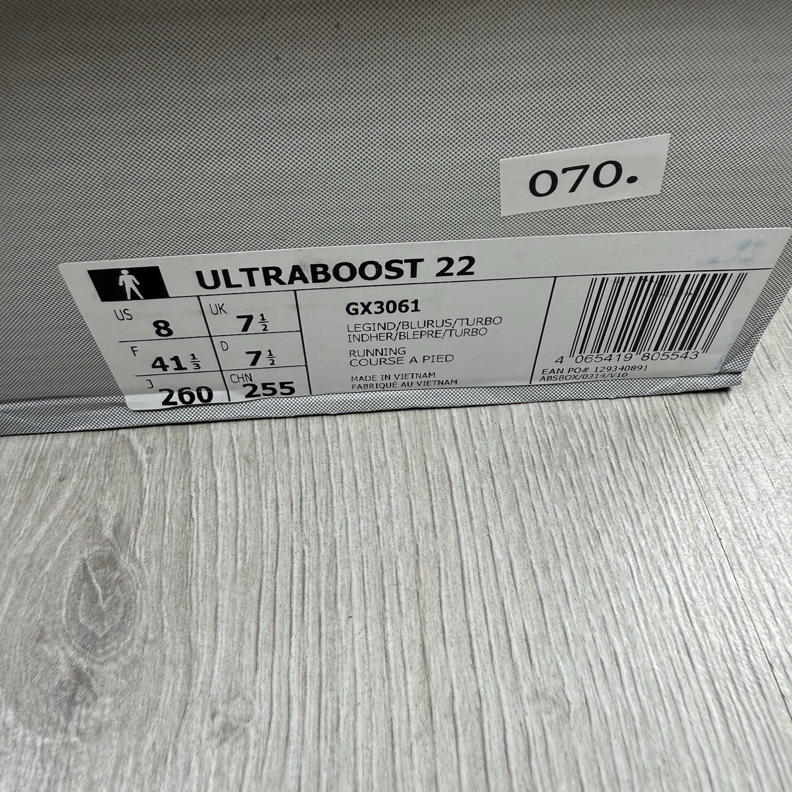 Adidas Ultra Boost 22 Trainers Legacy Indigo Turbo Size UK7.5 GX30615