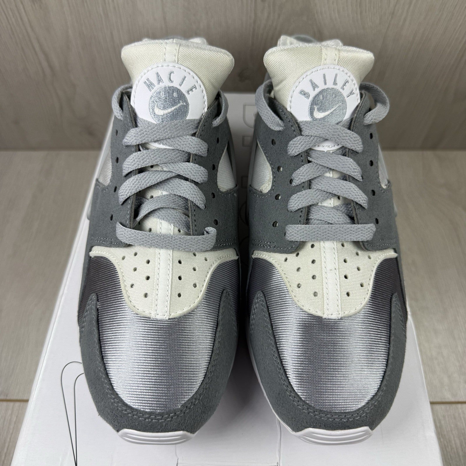 Nike Air Huarache ID Trainers White Grey Size UK5 FD9782-9008