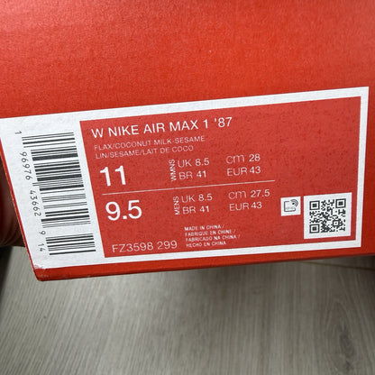 Nike Air Max 1 ‘87 Trainers Wheat Flax Size UK8.5 FZ3598-29915