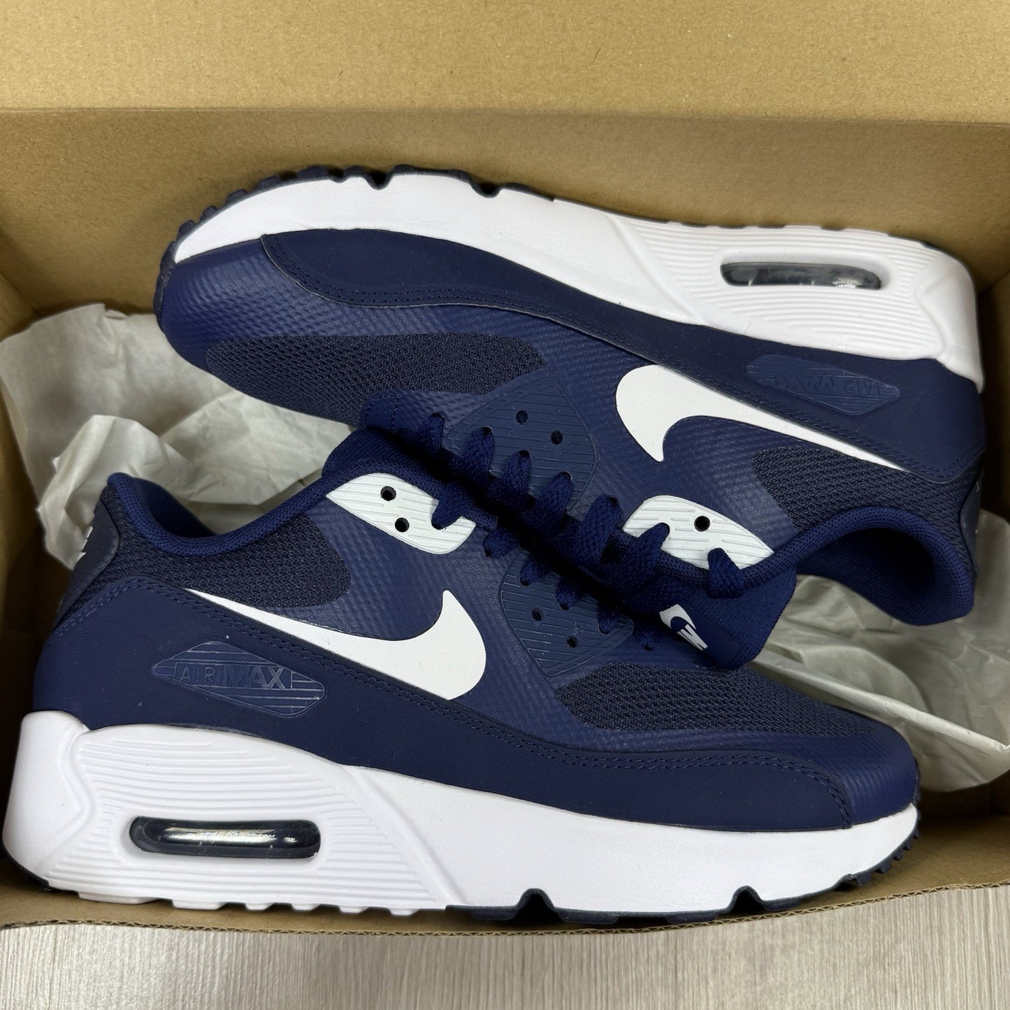 Nike Air Max 90 Ultra 2.0 Trainers Blue White Size UK4 869950-4000