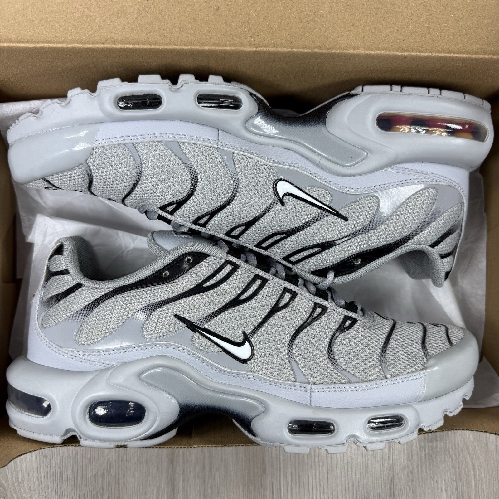 Nike Air Max Plus TN Trainers Wolf Grey Black Size UK6.5 852630-0218