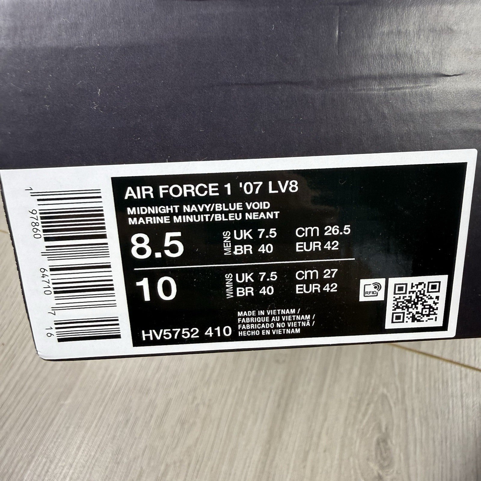 Nike Air Force 1 Low Trainers Retro Pack Navy Gold Size UK7.5 HV5752 4107