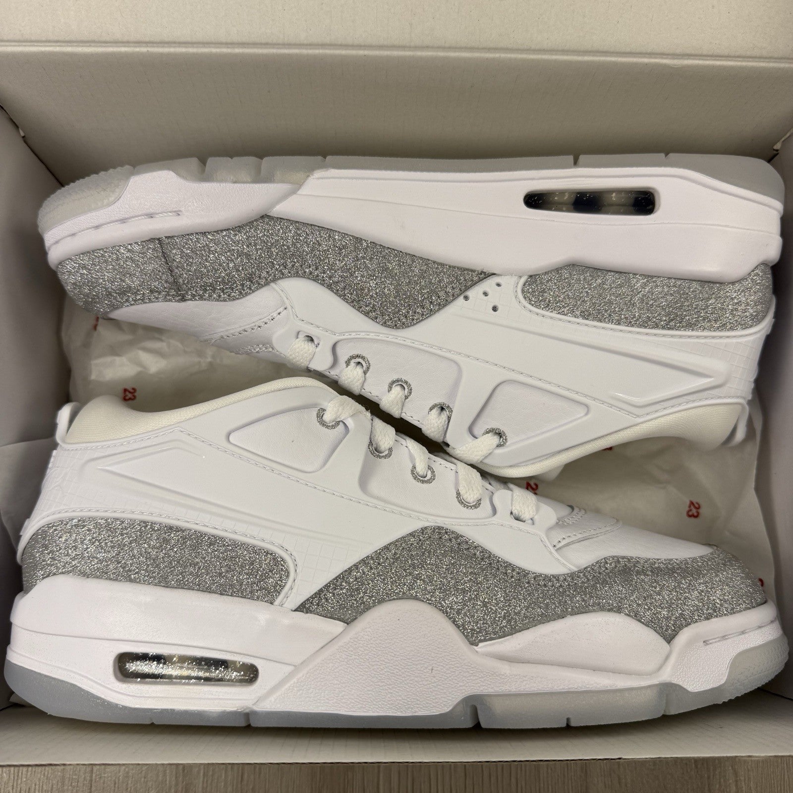 Nike Jordan 4 RM Trainers White Metallic Silver Size UK5 HQ3441-1117