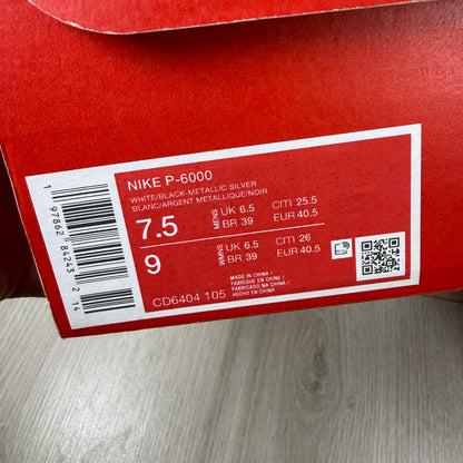 Nike P-6000 White Metallic Silver