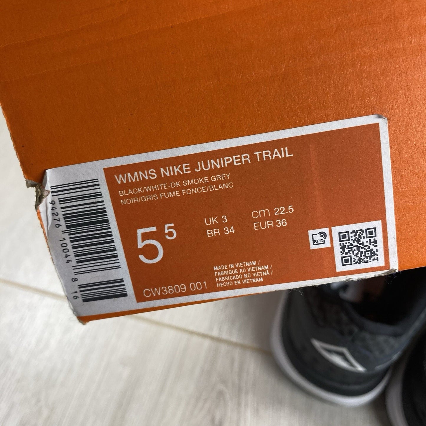 Nike Juniper Trail Trainers Black White Size UK3 US5.5 EU36 CW3809-001 NEW