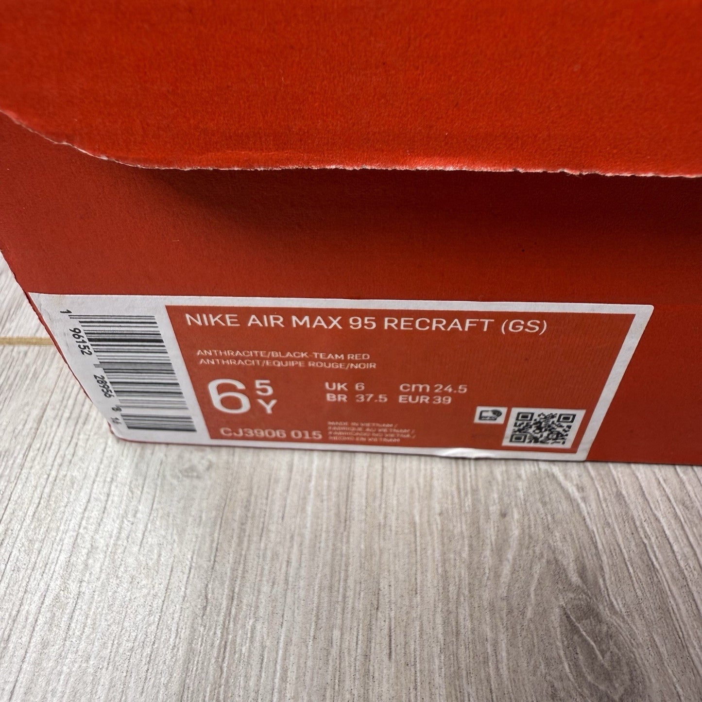 Nike Air Max 95 Recraft Trainers Anthracite Red Size UK6 US6.5 EU39 CJ3906-015