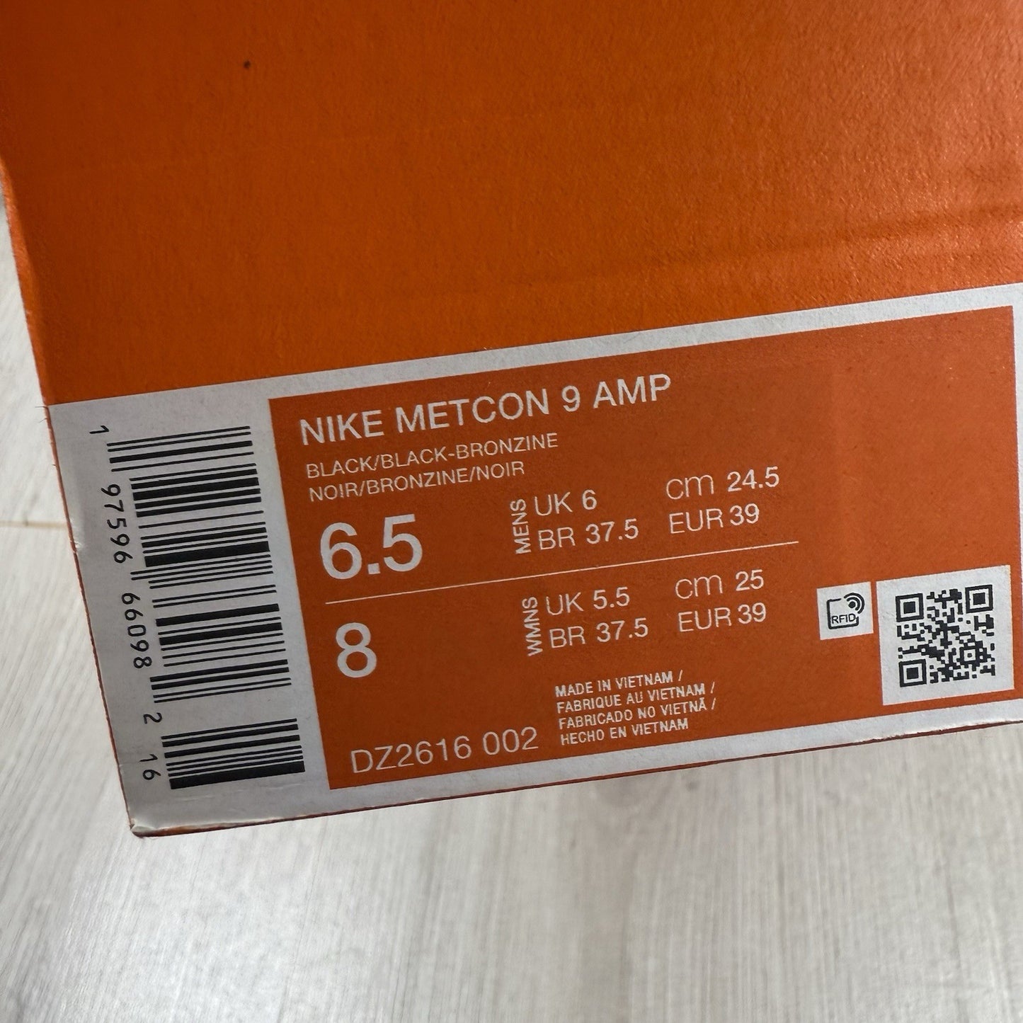Nike Metcon 9 AMP Trainers Bronzine Citron Tint UK6 US6.5 EU39 DZ2616-002
