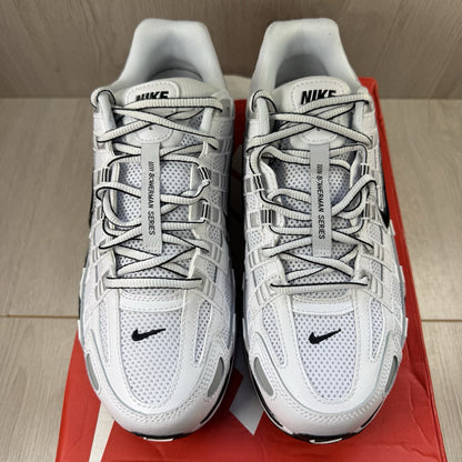 Nike P-6000 White Metallic Silver Black Trainers Size UK7.5 US8.5 CD6404-107
