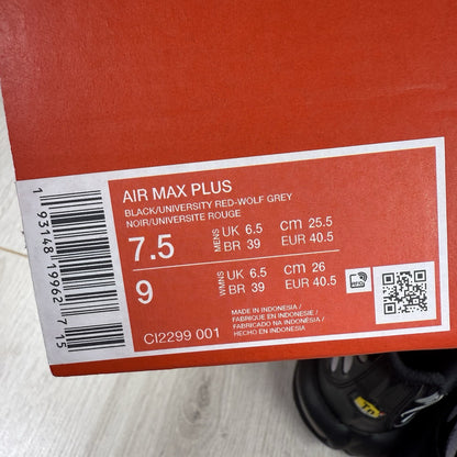Nike TN Air Max Plus Trainers Black Gradient Red UK6.5 US7.5 EU40.5 CI2299-001 ✅