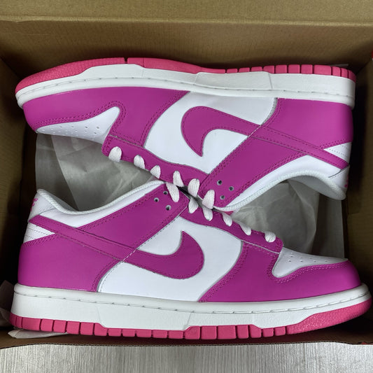 Nike Dunk Low Trainers White Laser Fuchsia Pink Size UK5 US5.5 EU38 FB9109-102