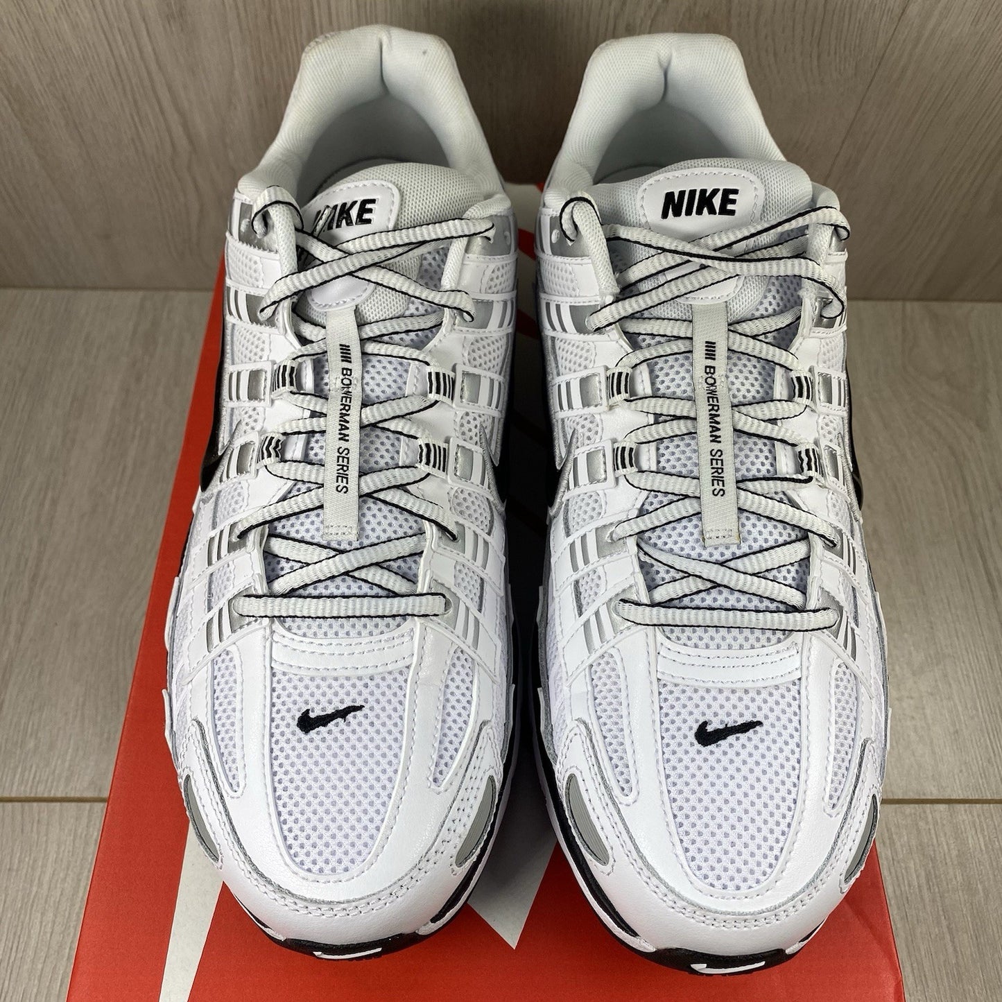 Nike P-6000 White Metallic Silver Black Trainers Size UK6.5 US7.5 CD6404-107