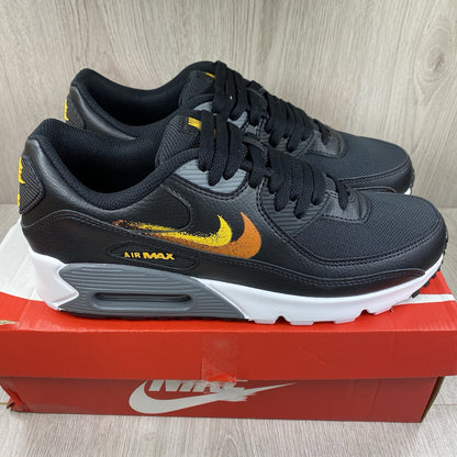 Nike Air Max 90 Trainers Spray Paint Swoosh Black Size UK9.5 US10.5 FJ4229-001