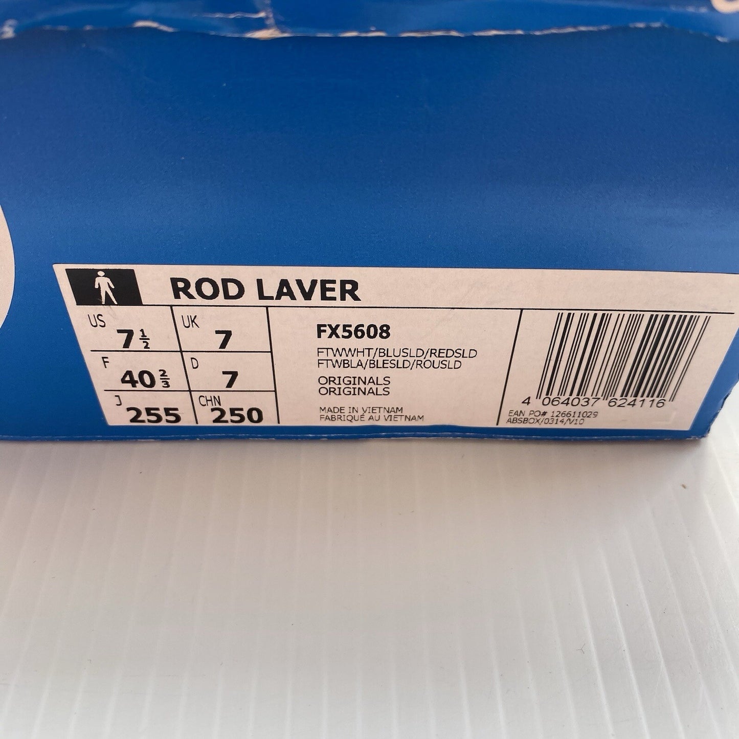 Adidas Originals Rod Laver Trainers White Blue UK7 US7.5 EU40 2/3 FX560