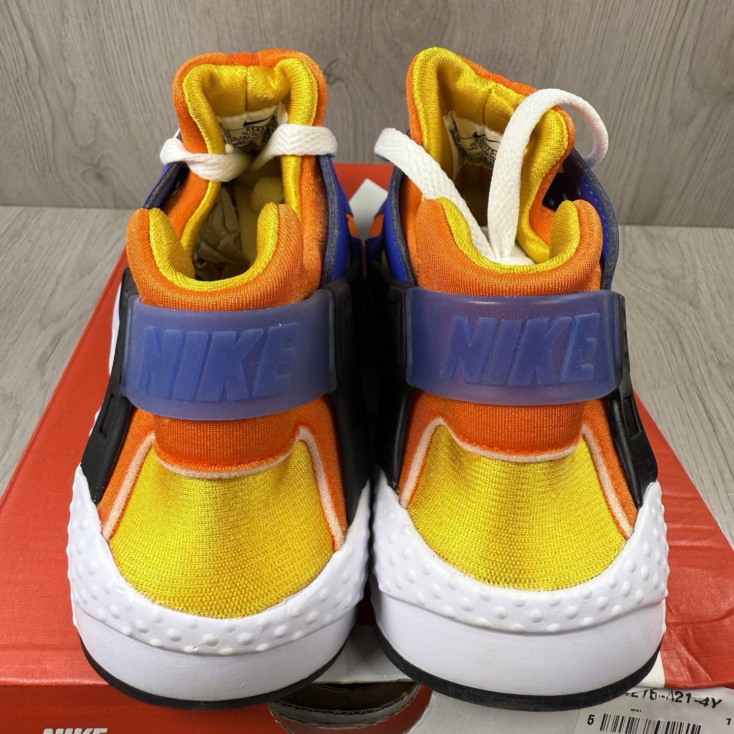 Nike Huarache Run Trainers Hyper Royal Yellow Size UK3.5 US4 EU36 654275-421