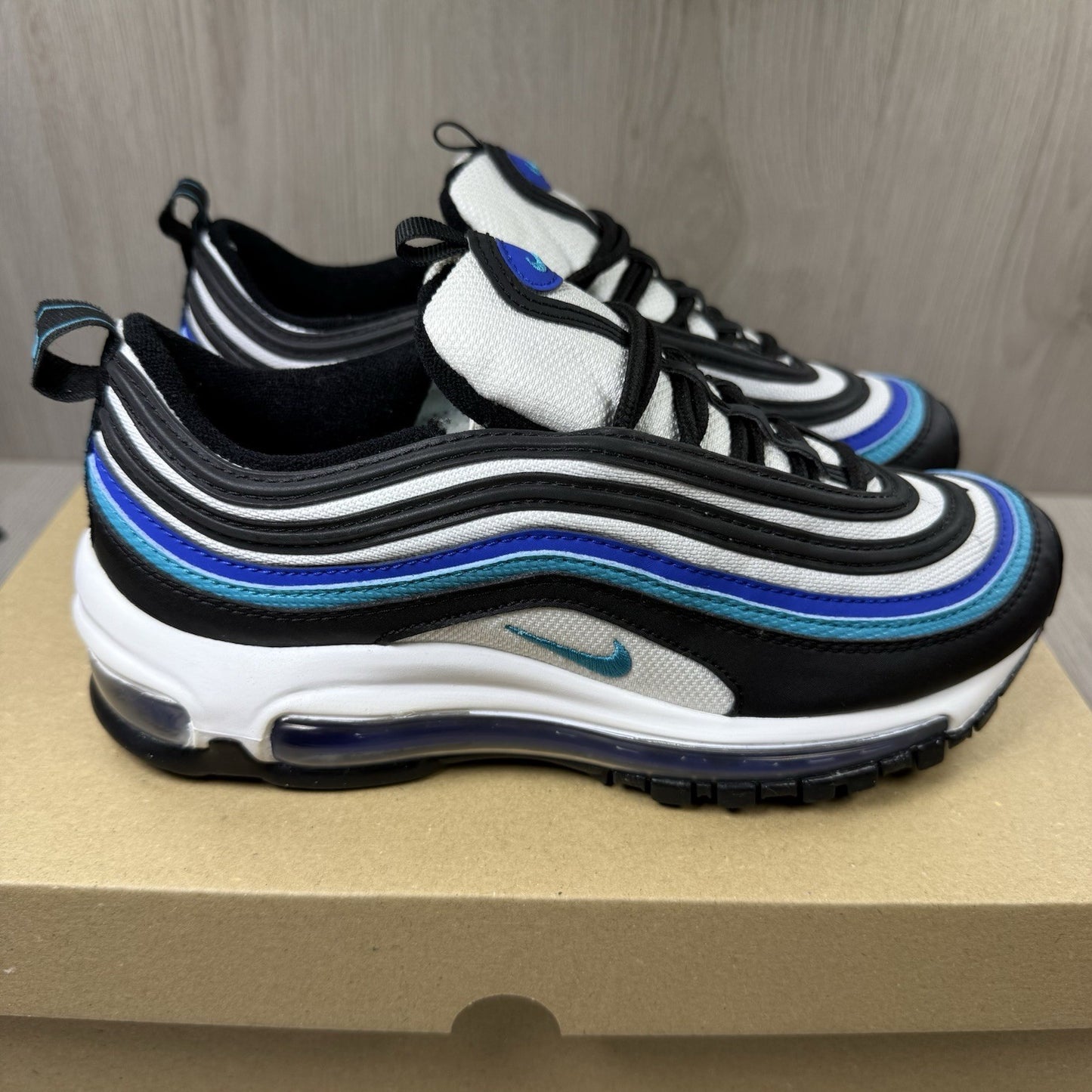 Nike Air Max 97 Trainers Black Hyper Blue Aqua Size UK4 US4.5 EU36.5 921522-019