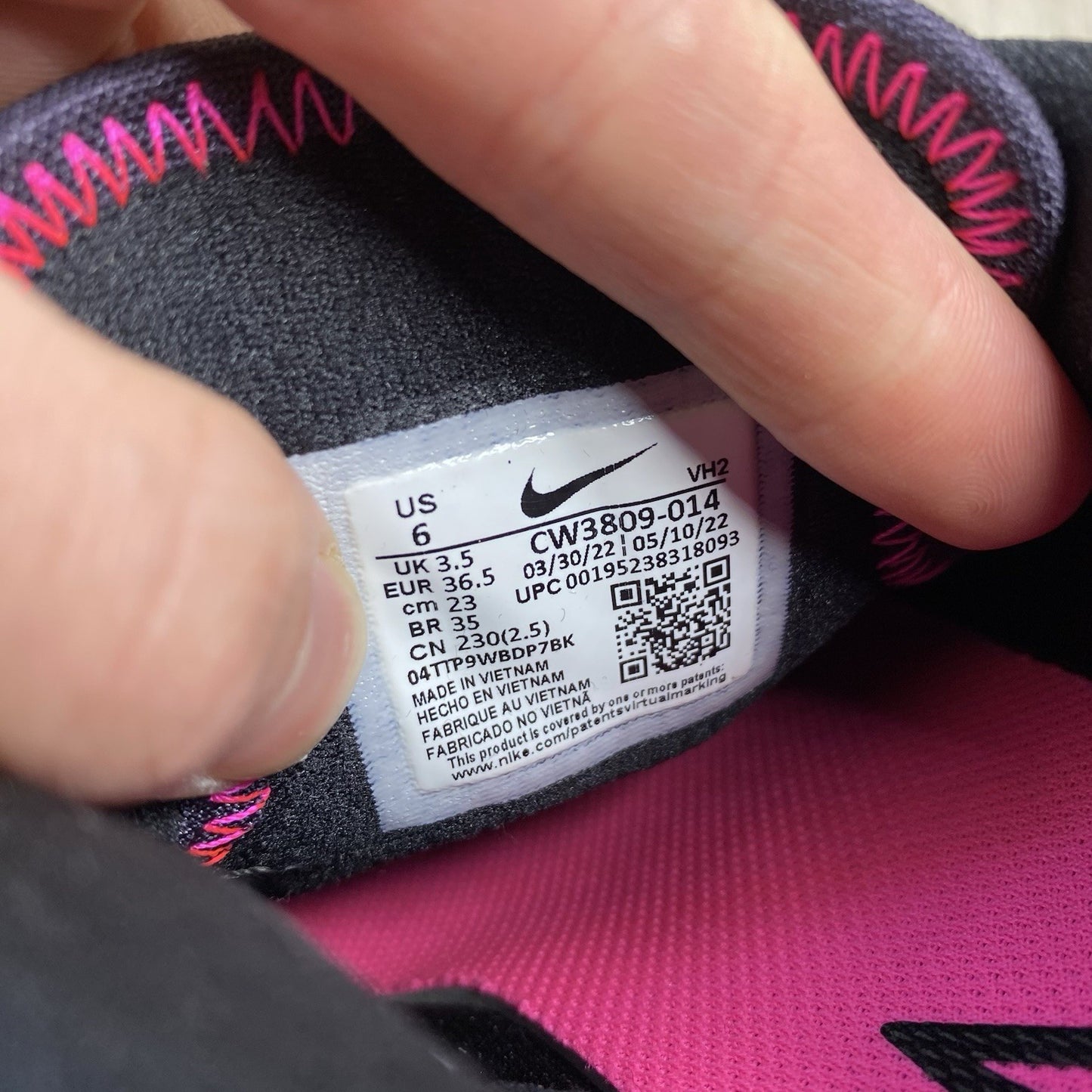 Nike Juniper Trail Trainers Black Pink Size UK3.5 US6 EU36.5 CW3809-014
