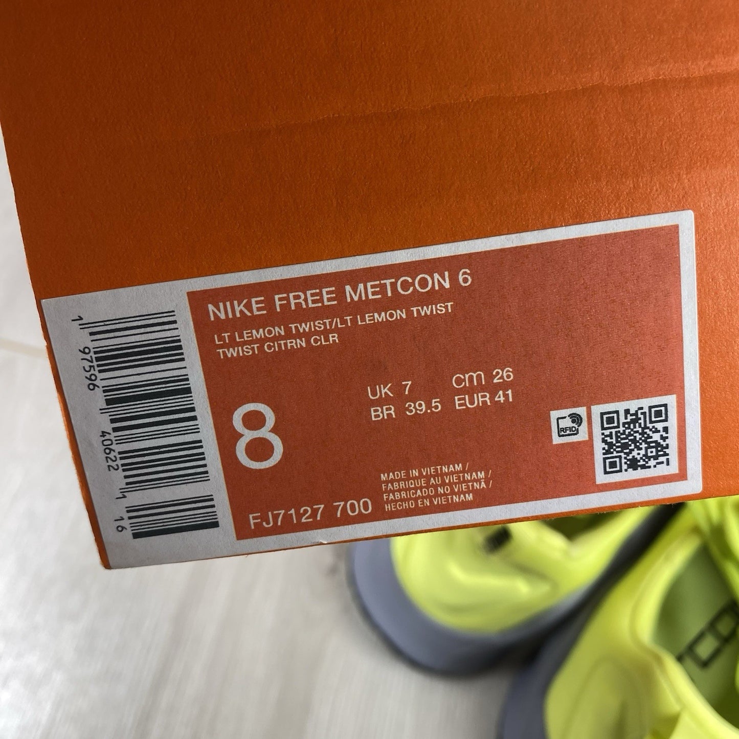 Nike Free Metcon 6 Trainers Light Lemon Twist Size UK7 US8 EU41 FJ7127-700 🆕✅
