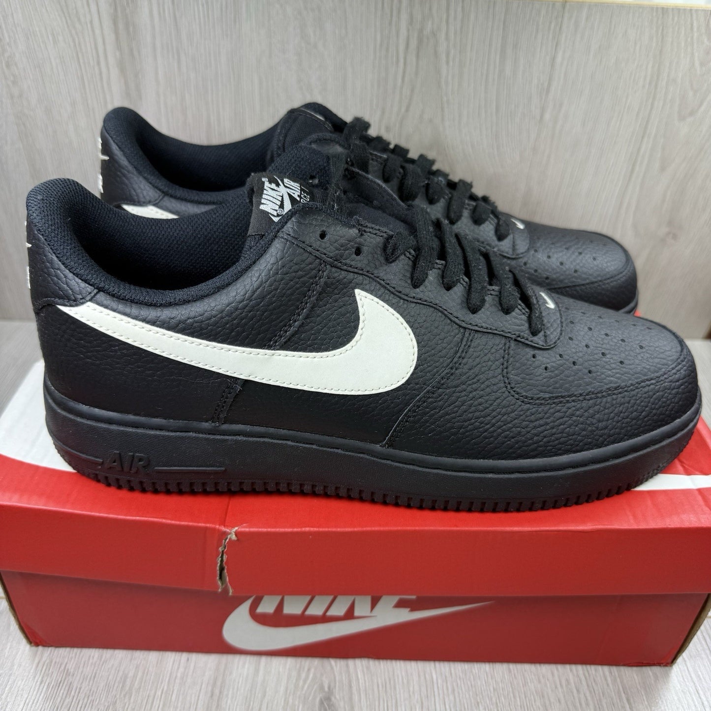 Nike Air Force 1 Low Trainers Black Sail Size UK11 US12 EU46 AA4083-001