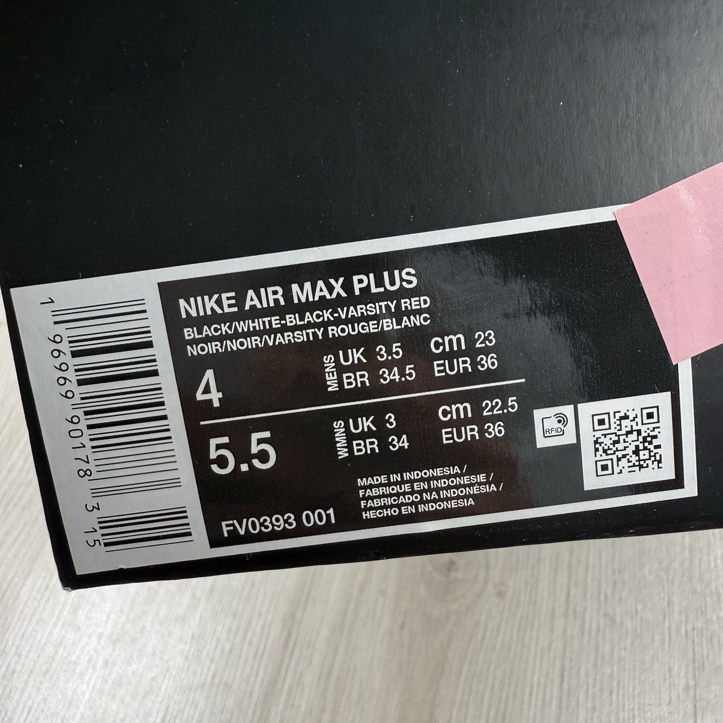 Nike TN Air Max Plus Trainers 25th Anniversary Black Size UK3.5 US4 FV0393-001
