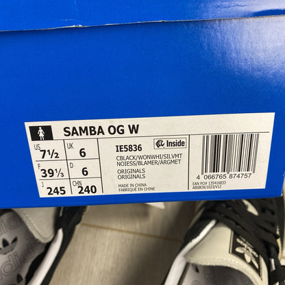 Adidas Samba OG Trainers Black Wonder White Size UK6 US7.5 EU39 1/3 IE5836