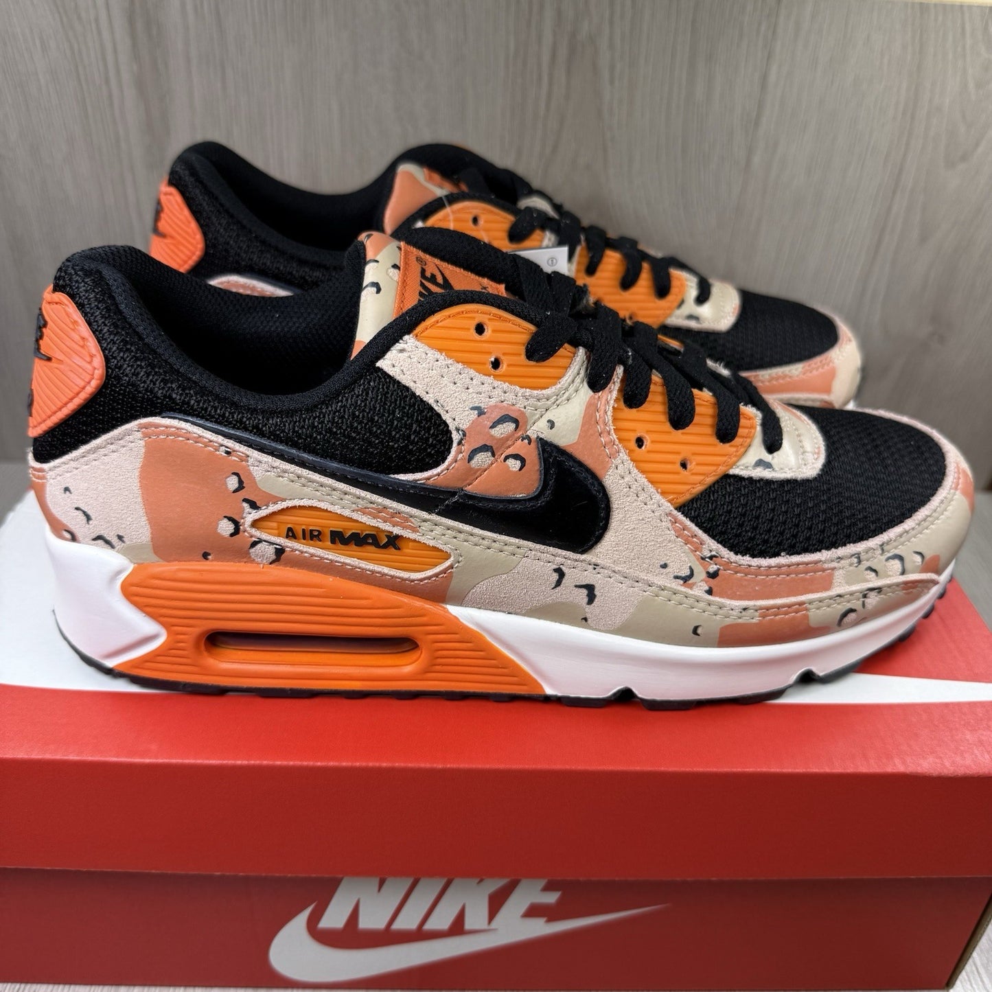 Nike Air Max 90 PRM Trainers Bio Beige Orange Size UK9 US10 EU44 IF1721-201