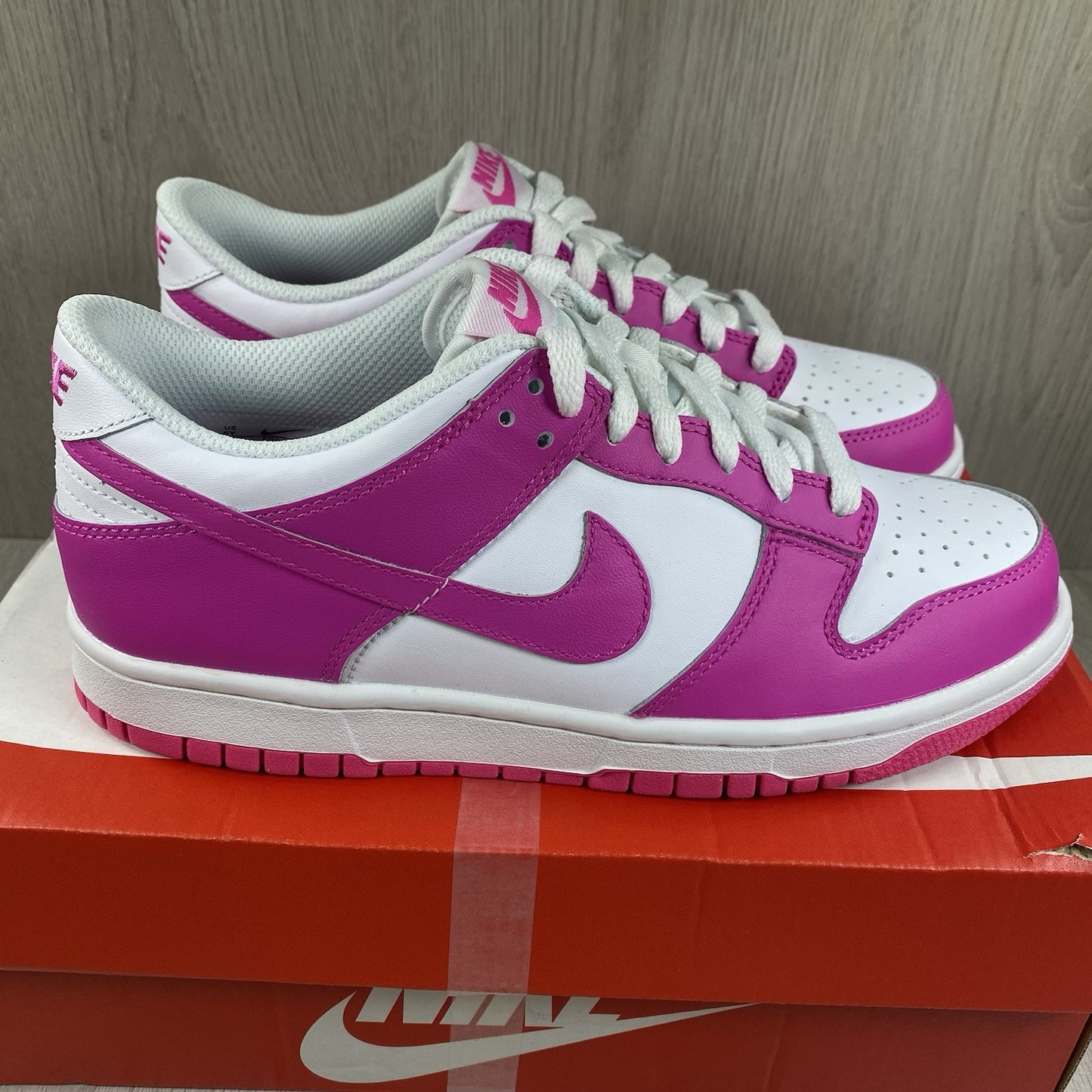 Nike Dunk Low Trainers White Laser Fuchsia Pink Size UK5 US5.5 EU38 FB9109-102