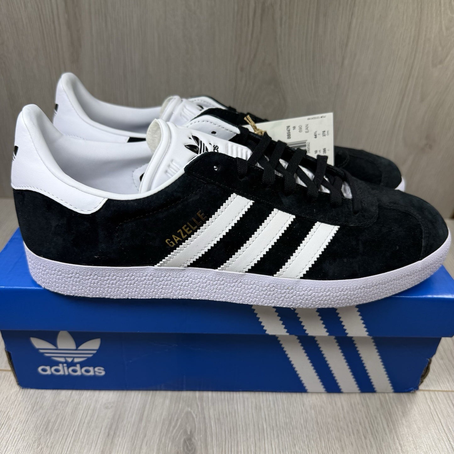 Adidas Gazelle Trainers Core Black Cloud White Size UK10 US10.5 EU44 2/3 BB5476