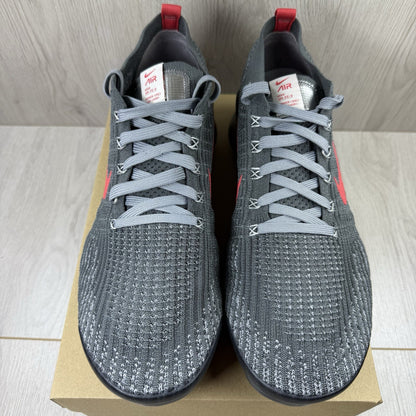 Nike Air VaporMax Flyknit 3 Trainers Grey Red UK10.5 US11.5 EU45.5 CT1270-001