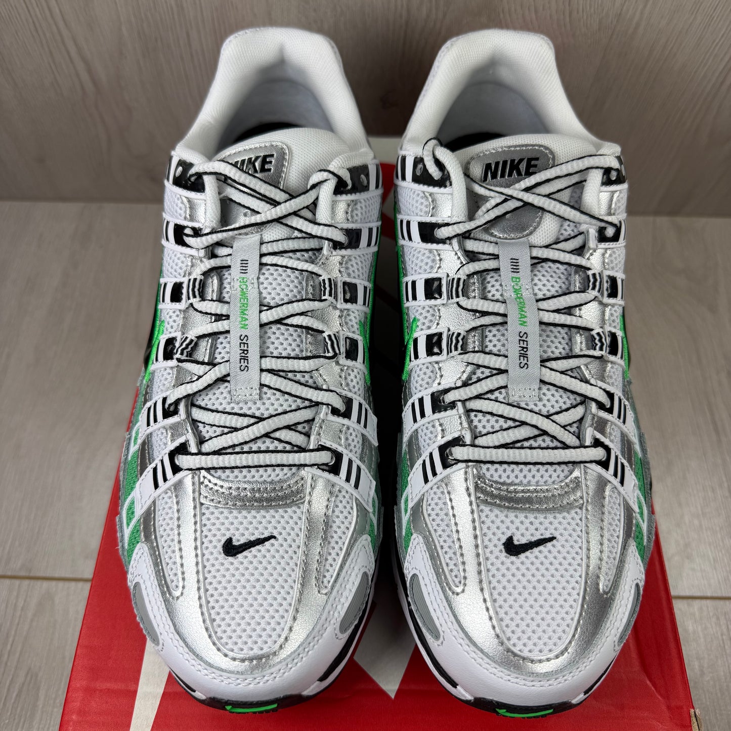 Nike P-6000 Metallic Silver Spring Green