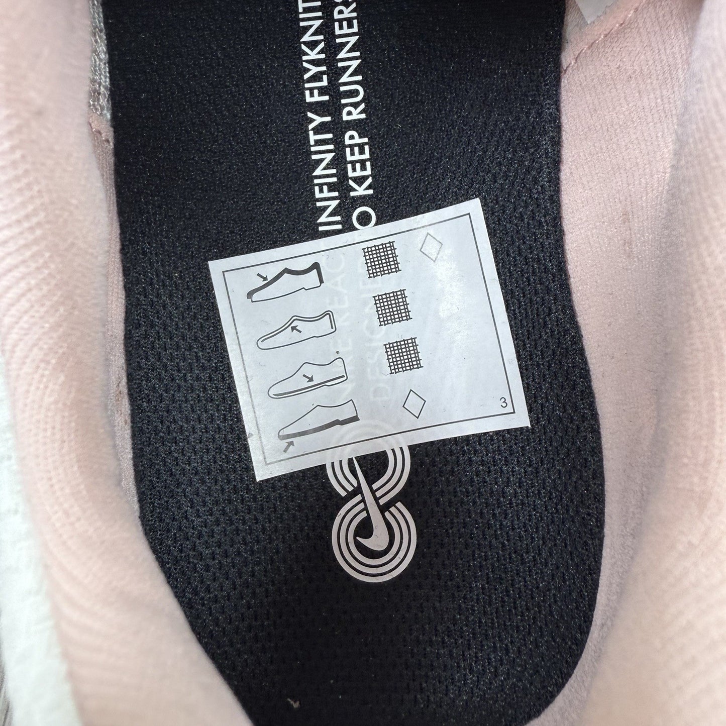 Nike React Infinity Run Flyknit 3 Trainers Sail Pink UK7.5 US10 EU42 DD3024-102