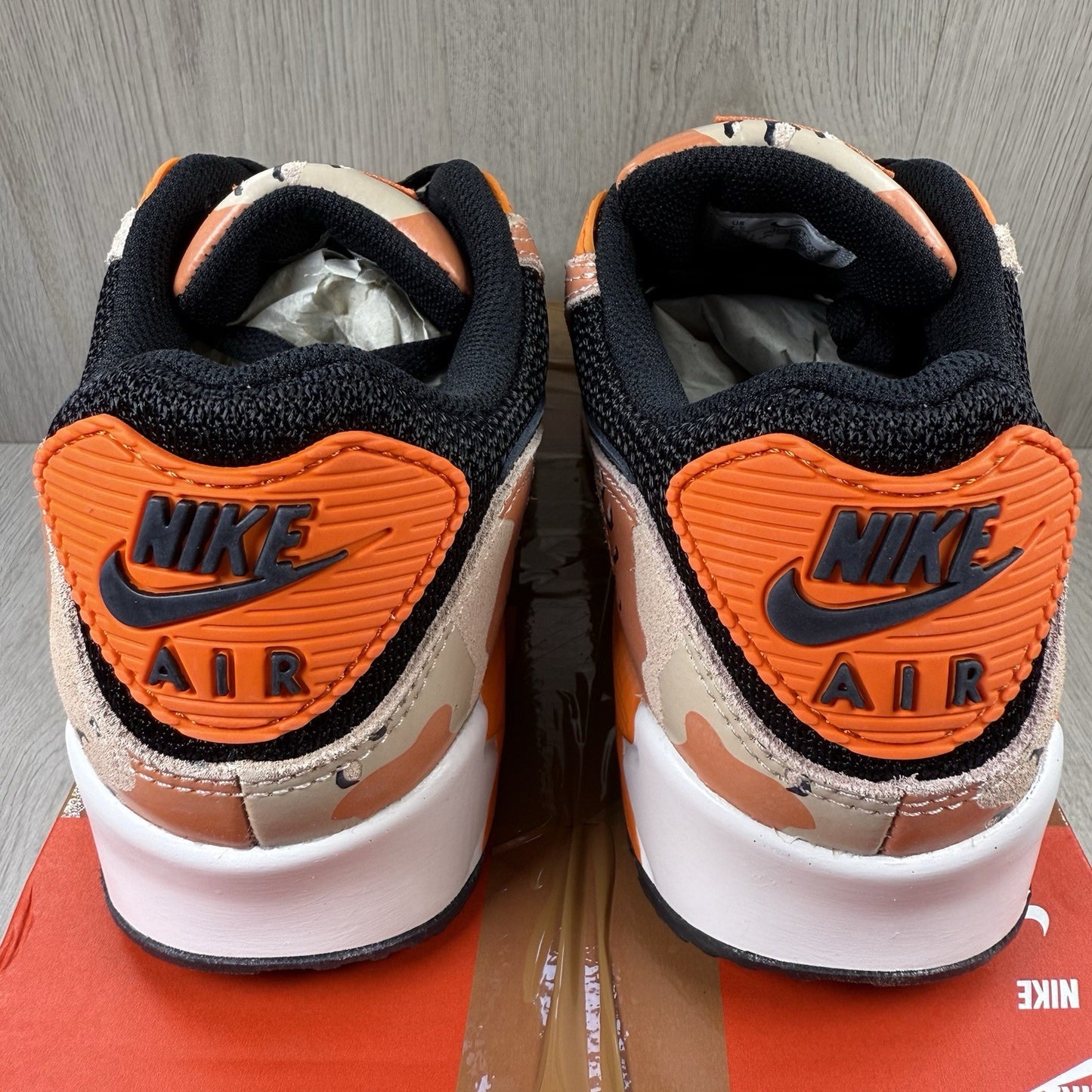 Nike Air Max 90 Trainers Bio Beige Safety Orange UK6.5 US7.5 EU40.5 IF1721-201