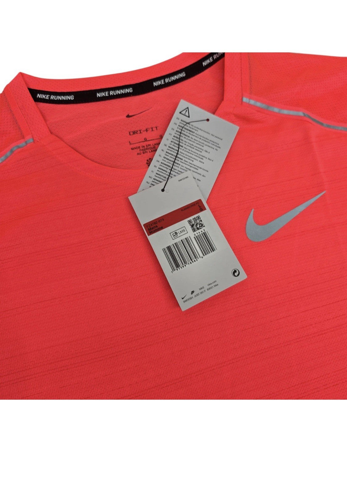 Nike Dri-Fit Miler T-shirt Hot Punch Size Small S FZ4782-674