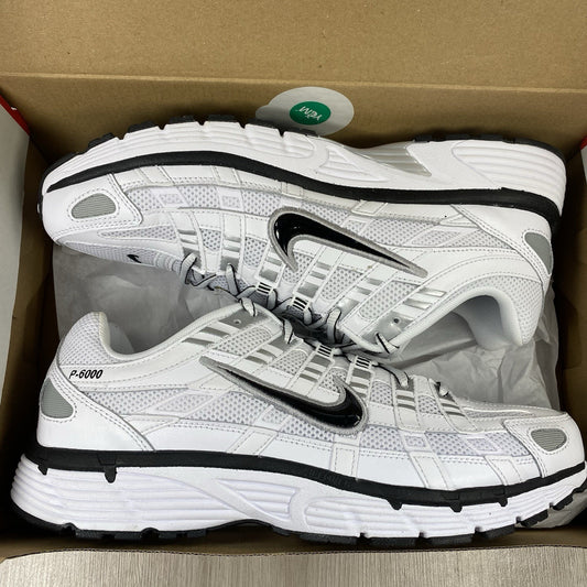Nike P-6000 White Metallic Silver Black Trainers Size UK6.5 US7.5 CD6404-107