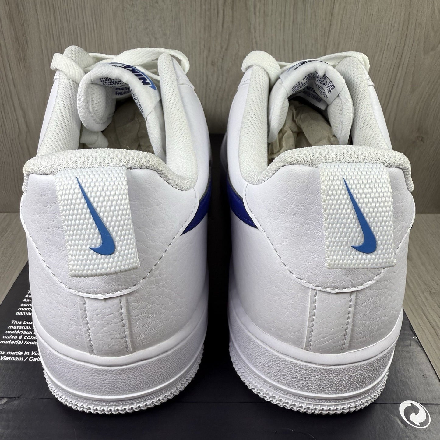 Nike Air Force 1 Low Trainers White Royal Blue UK9.5 US10.5 EU44.5 HF3836-100