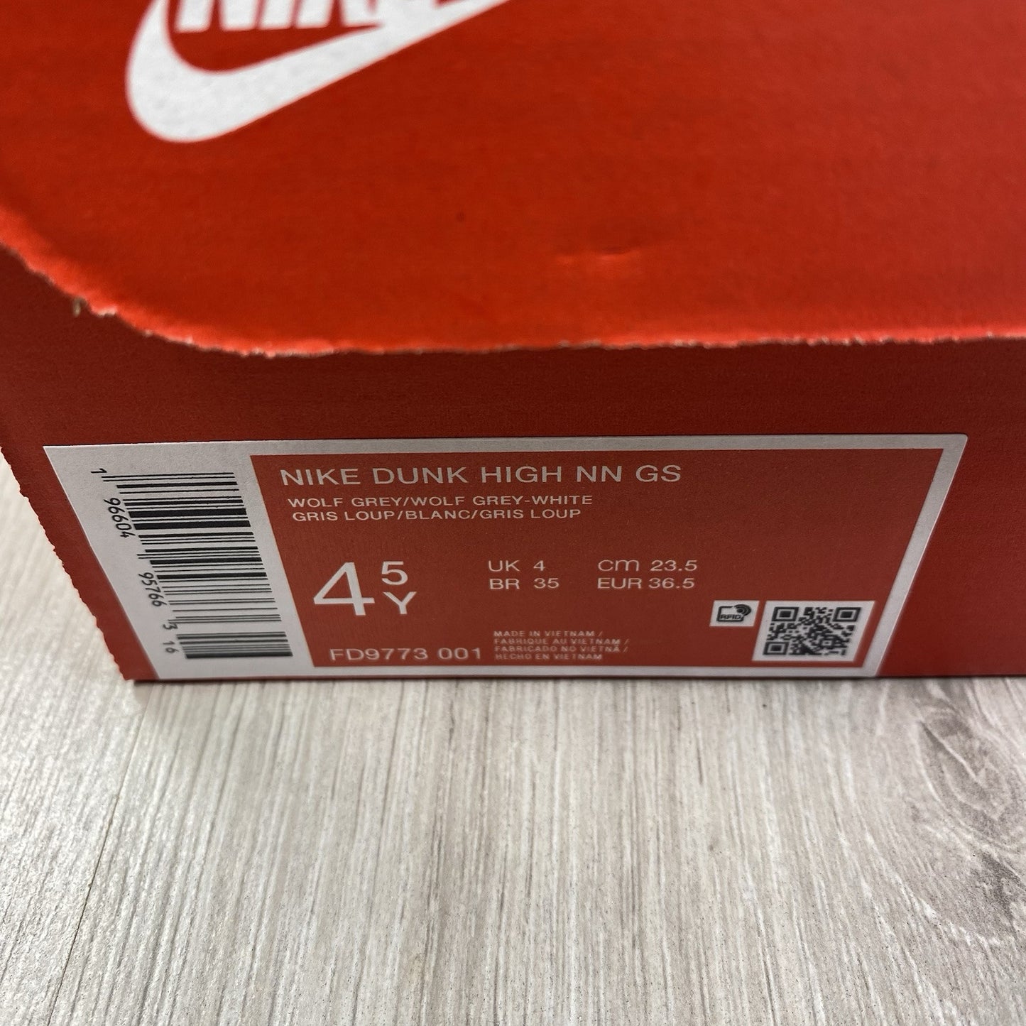 Nike Dunk High Trainers Wolf Grey Marigold Size UK4 US4.5 EU36.5 FD9773-001