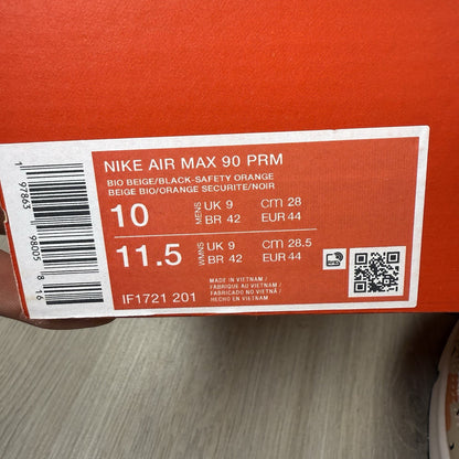 Nike Air Max 90 PRM Trainers Bio Beige Orange Size UK9 US10 EU44 IF1721-201