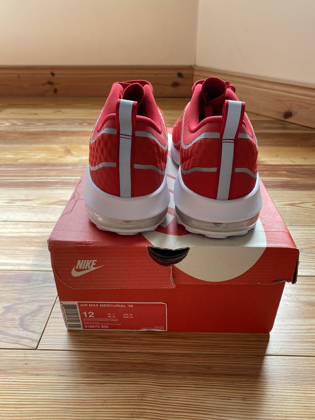 Nike Air Max Mercurial 98 Trainers University Red Size UK11 US12 818675-600 NEW