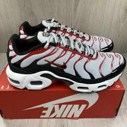 Nike Air Max Plus TN Trainers Platinum White Black Red Size UK5.5 CD0609-027