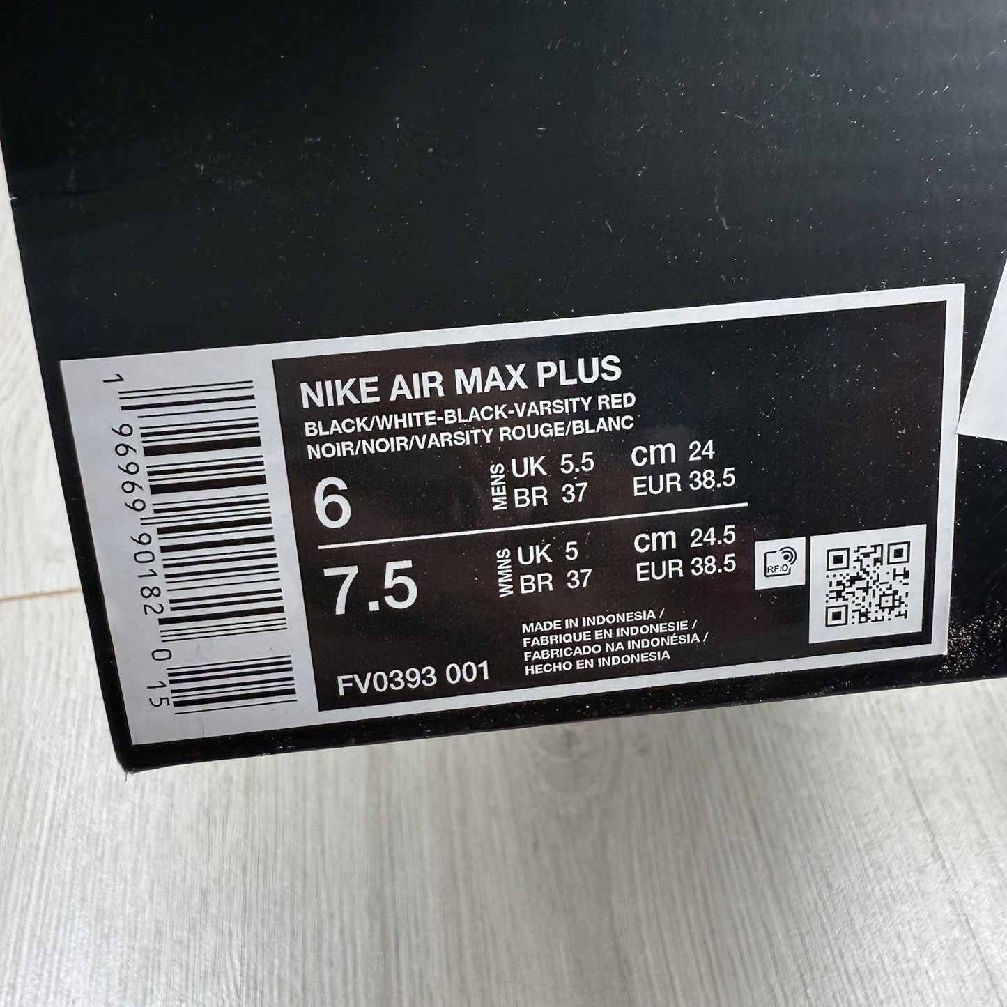 Nike TN Air Max Plus Trainers 25th Anniversary Black Size UK5.5 US6 FV0393-001