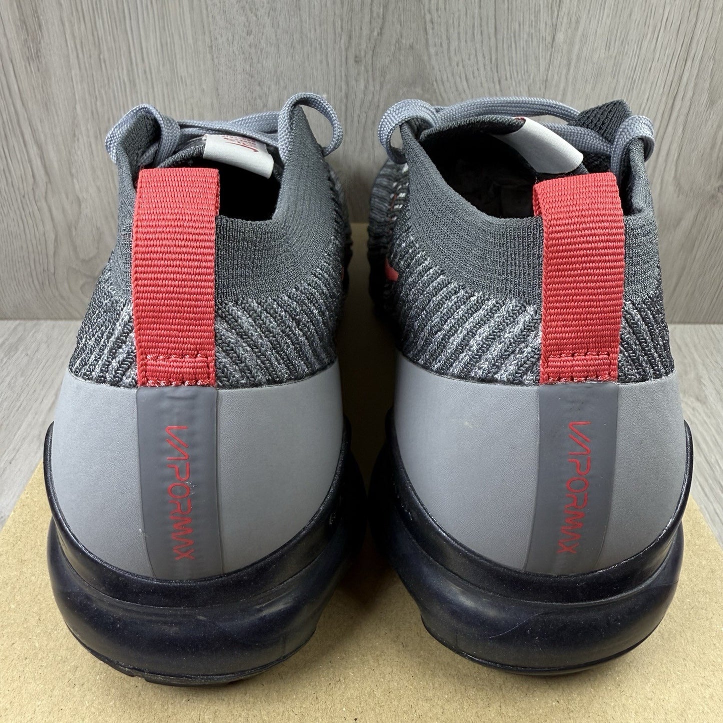 Nike Air VaporMax Flyknit 3 Trainers Grey Red UK10.5 US11.5 EU45.5 CT1270-001