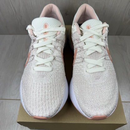 Nike React Infinity Run Flyknit 3 Trainers Sail Pink UK7.5 US10 EU42 DD3024-102