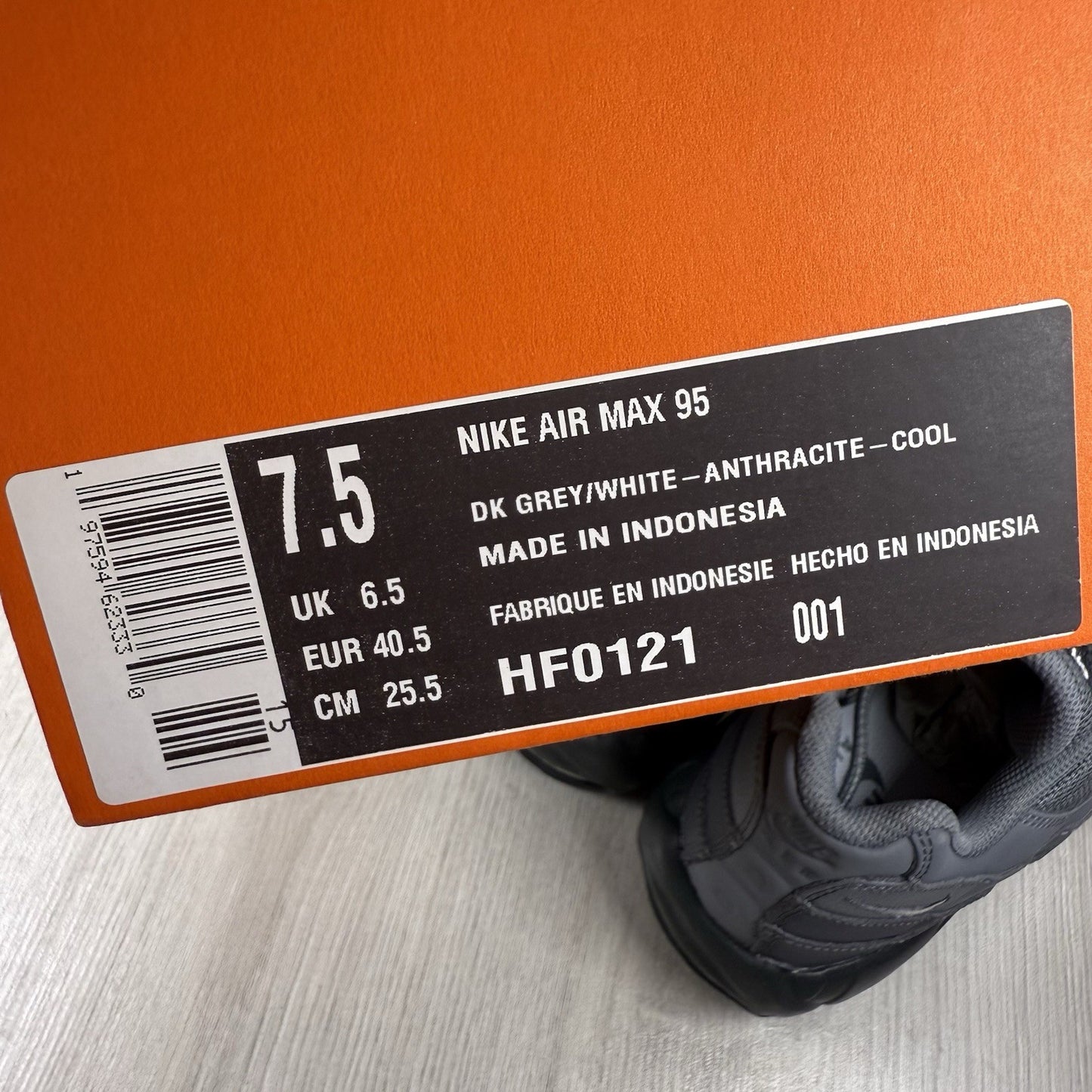 Nike Air Max 95 Trainers Dark Grey Anthracite UK6.5 US7.5 EU40.5 HF0121-001