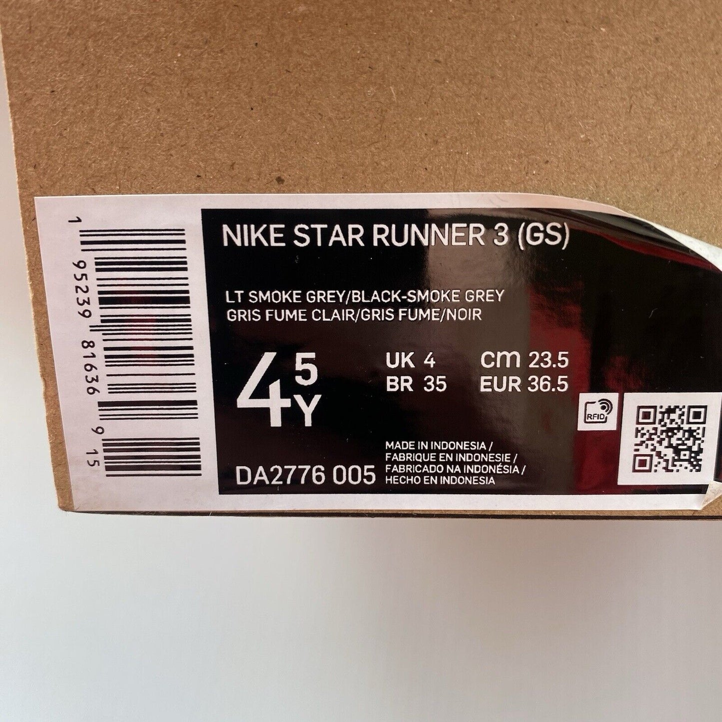 NIKE Star Runner 3 GS Kids Trainers Grey UK4 US4.5 EU36.5 DA2776-005 2022 NEW