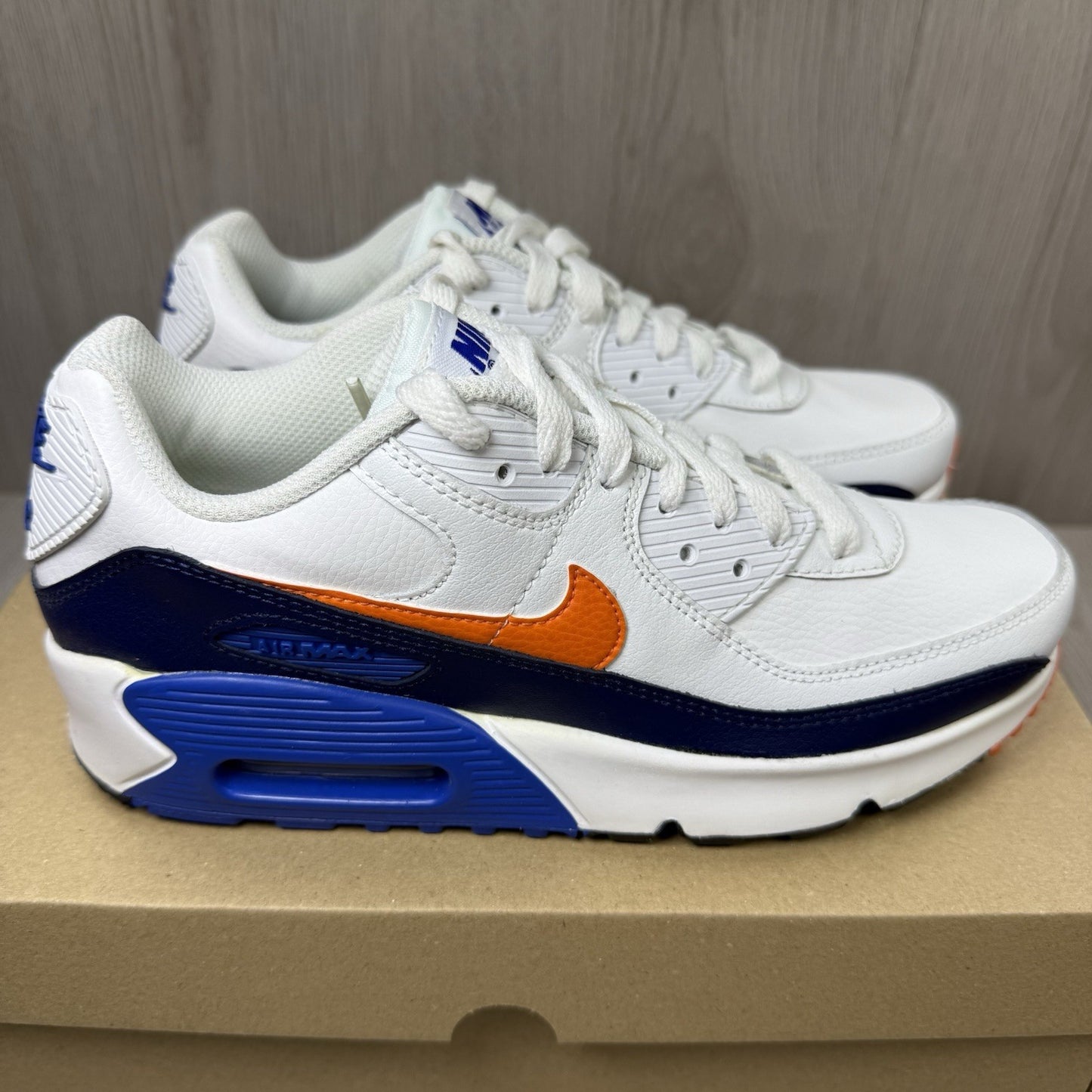Nike Air Max 90 LTR Trainers White Navy Orange Size UK5 US5.5 EU38 CD6864-120