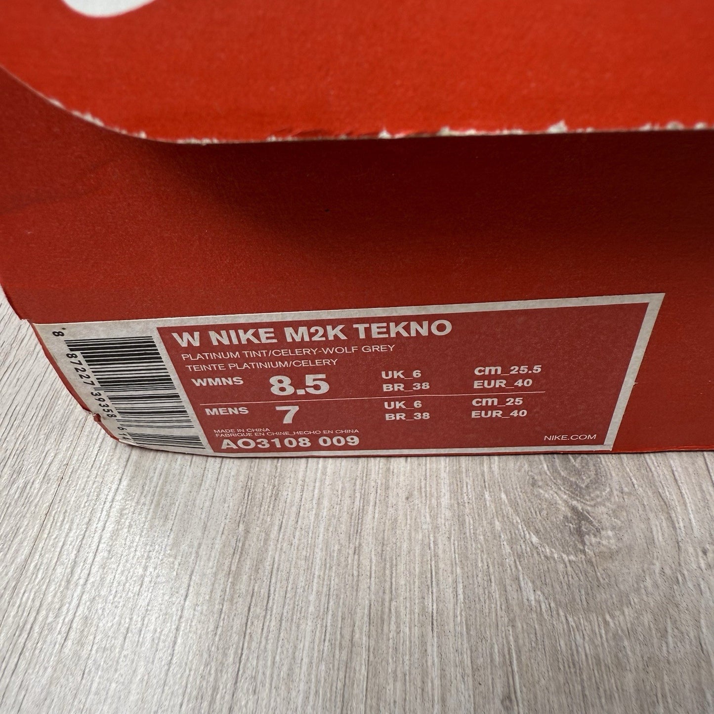 Nike M2K Tekno Trainers Platinum Tilt Celery Size UK6 US8.5 EU40 A03108-009