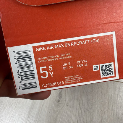 Nike Air Max 95 Recraft Trainers Anthracite Red Size UK5 US5.5 EU38 CJ3906-015
