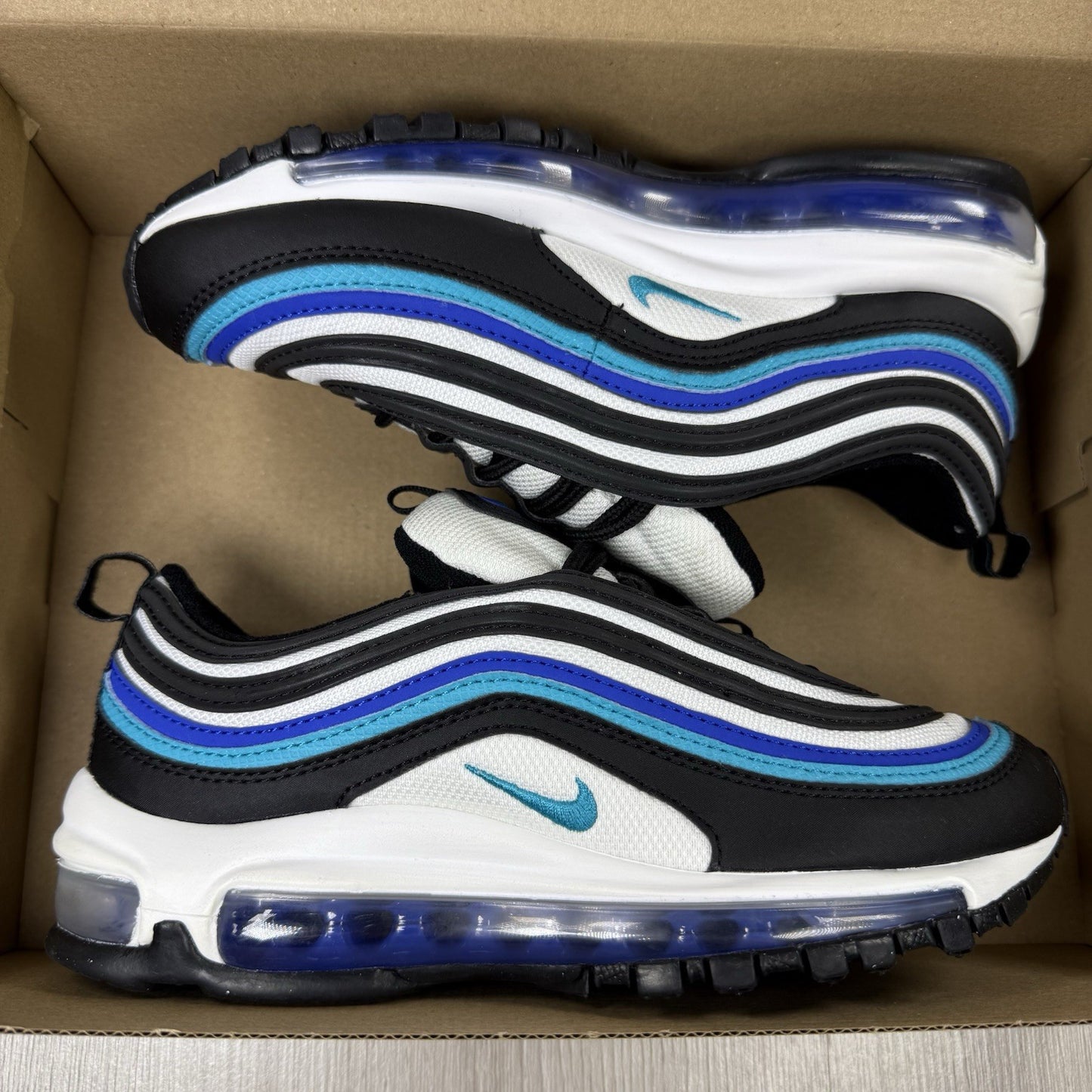 Nike Air Max 97 Trainers Black Hyper Blue Aqua Size UK4 US4.5 EU36.5 921522-019