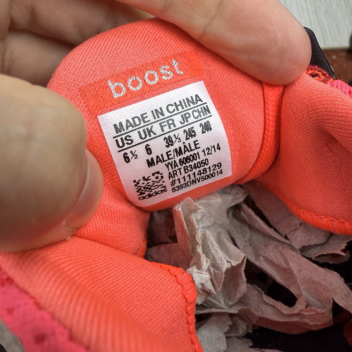 Adidas Ultra Boost 1.0 Trainers Solar Red White Size UK6 US6.5 EU39 1/3 B34050