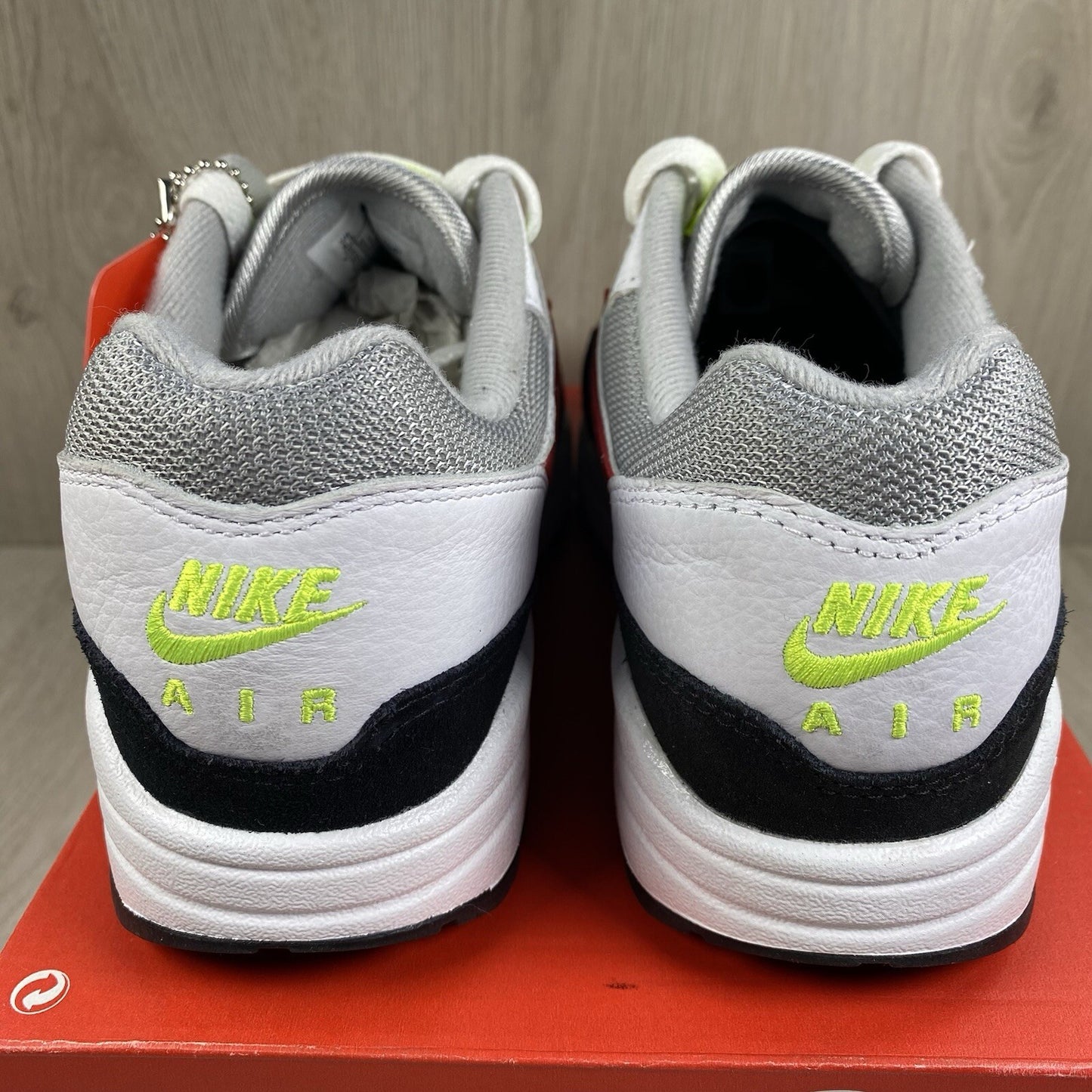 Nike Air Max 1 Trainers Chili Volt Red White Size UK6 US6.5 EU39  HF0105-100