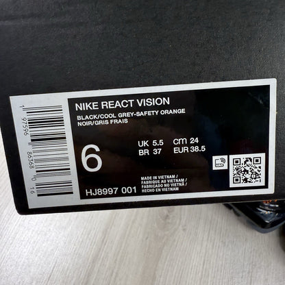 Nike React Vision Trainers Black Safety Orange Size UK5.5 US6 EU38.5 HJ8997-001